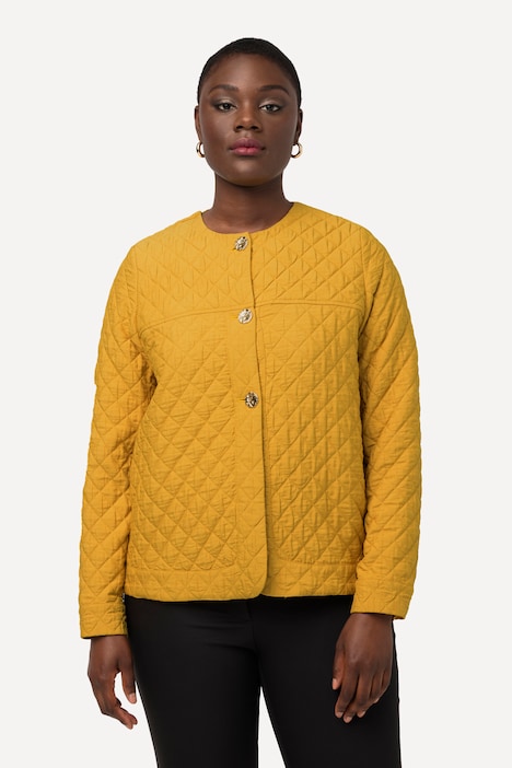 Steppjacke, kurz, Rundhals, Knopfleiste