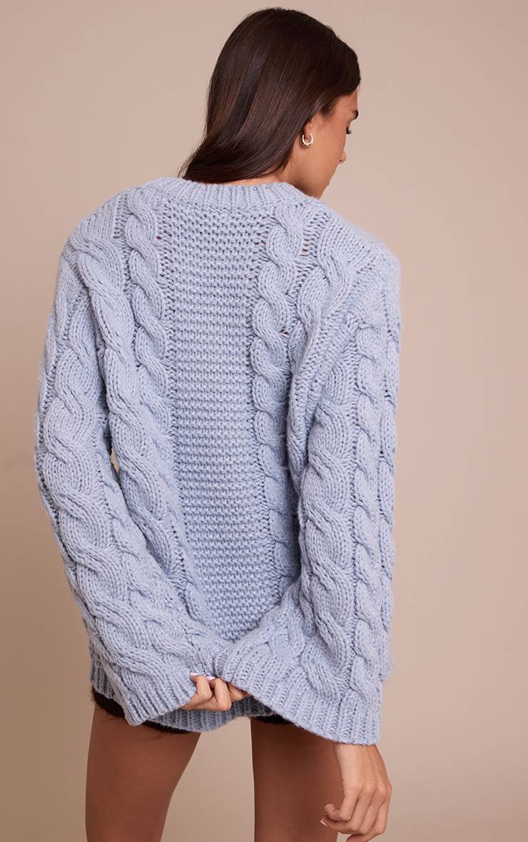 Bleu Poudré Synthétiquell En Maille Torsadée