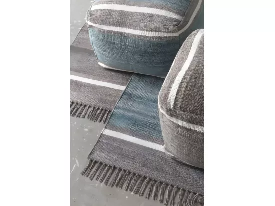 Pouf en coton bleu-vert 45x45x35 cm