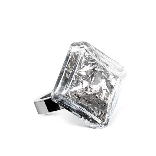 Bague en verre soufflé - Gaia Medium Paillettes