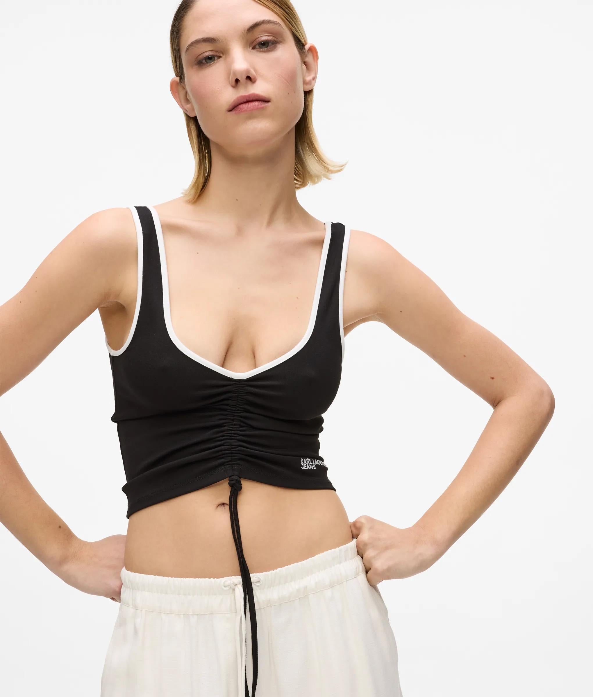 tanktop met V-hals en ruches