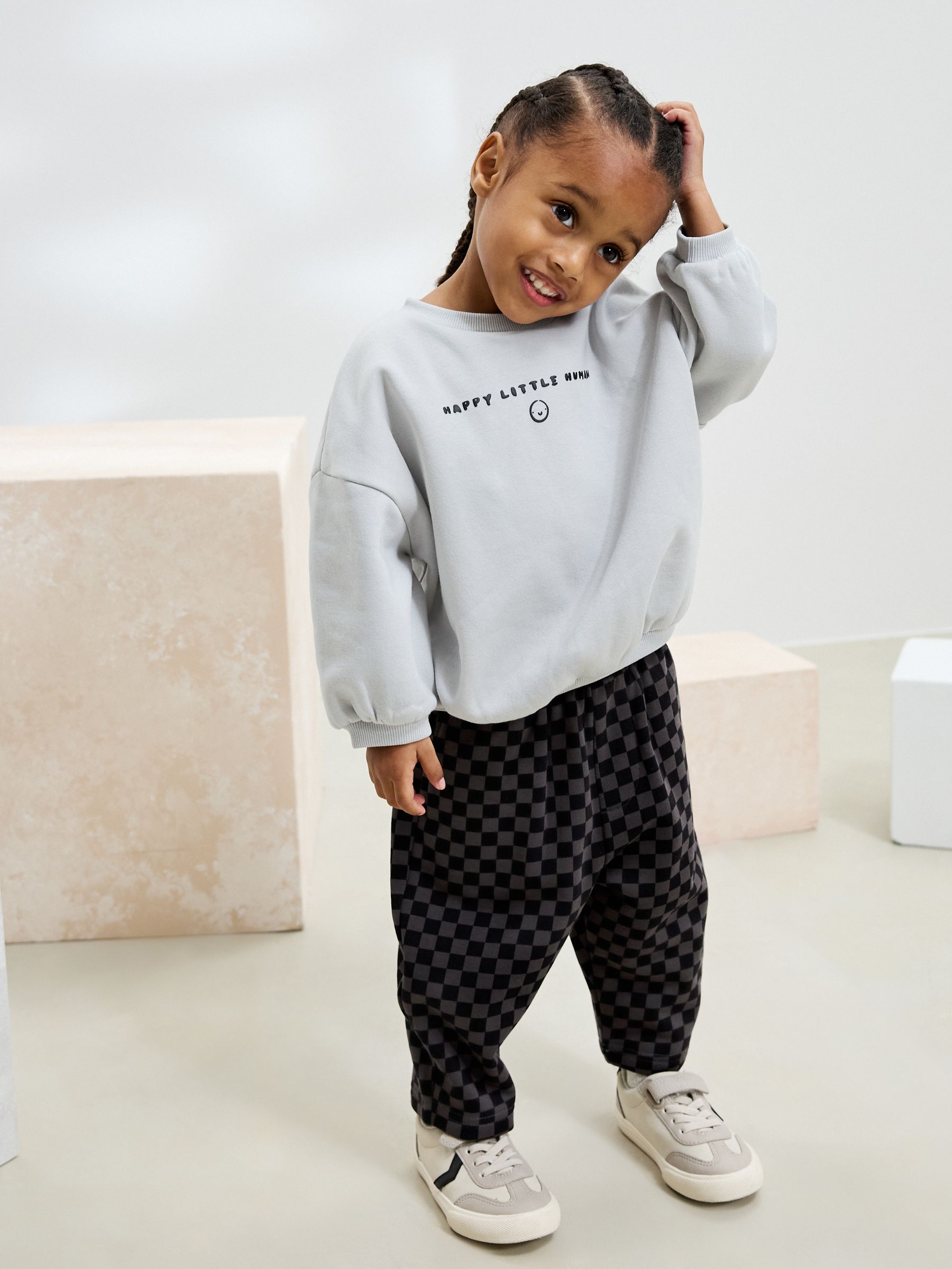 Zwart/grijs - Set met sweatshirt en joggingbroek met strepen (3mnd-7jr)