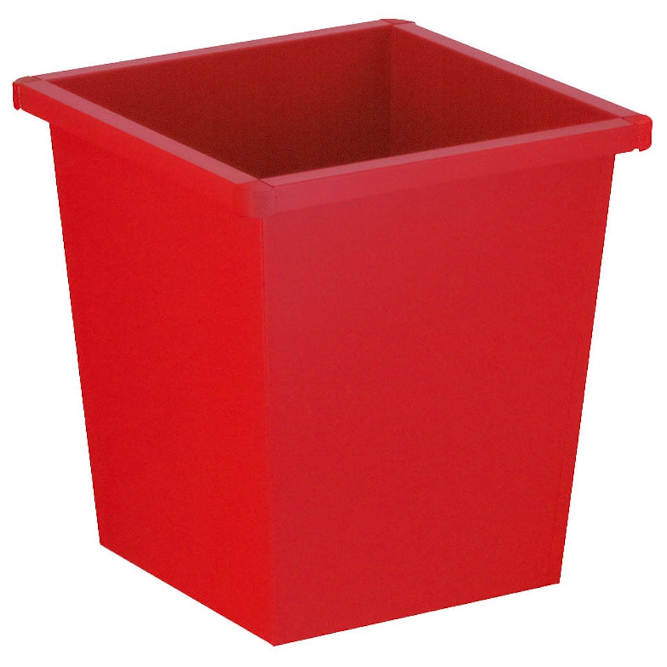 PROREGAL Vierkante metalen afvalbak met kunststof hoekbeschermers, 27 liter, afmetingen (H x B x D): 36,1 x 34,2 x 34,3 cm, rood