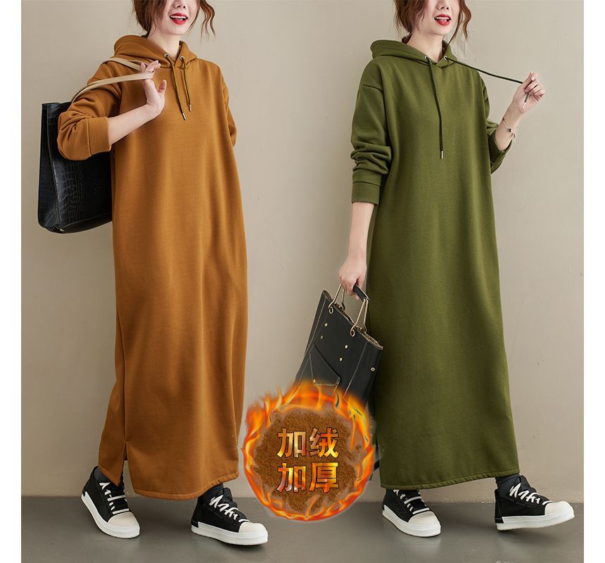 Taragon - Effen maxi-shift hoodiejurk