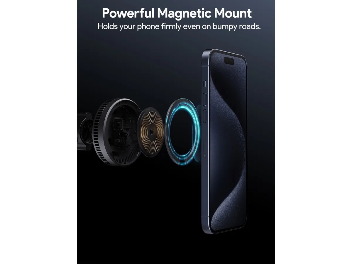 (15W) MagFusion MagSafe Auto KFZ Halterung für Lüftungsgitter Qi2 Wireless Fast Charging Ladestation (HD-MC13A) - Schwarz