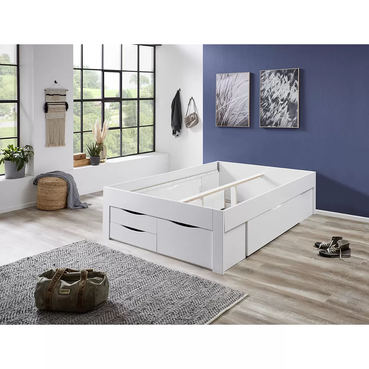 Stauraumbett Noah 140x200 weiss