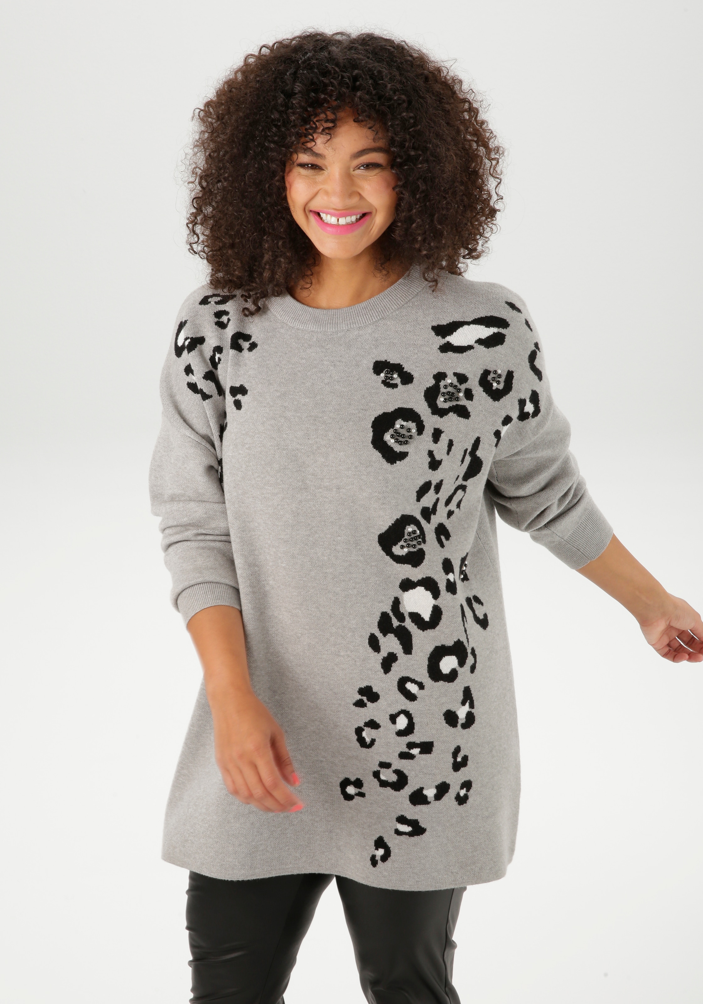 Aniston PLUS Strickpullover , mit Animal-Deatils und Perlen - NEUE KOLLEKTION