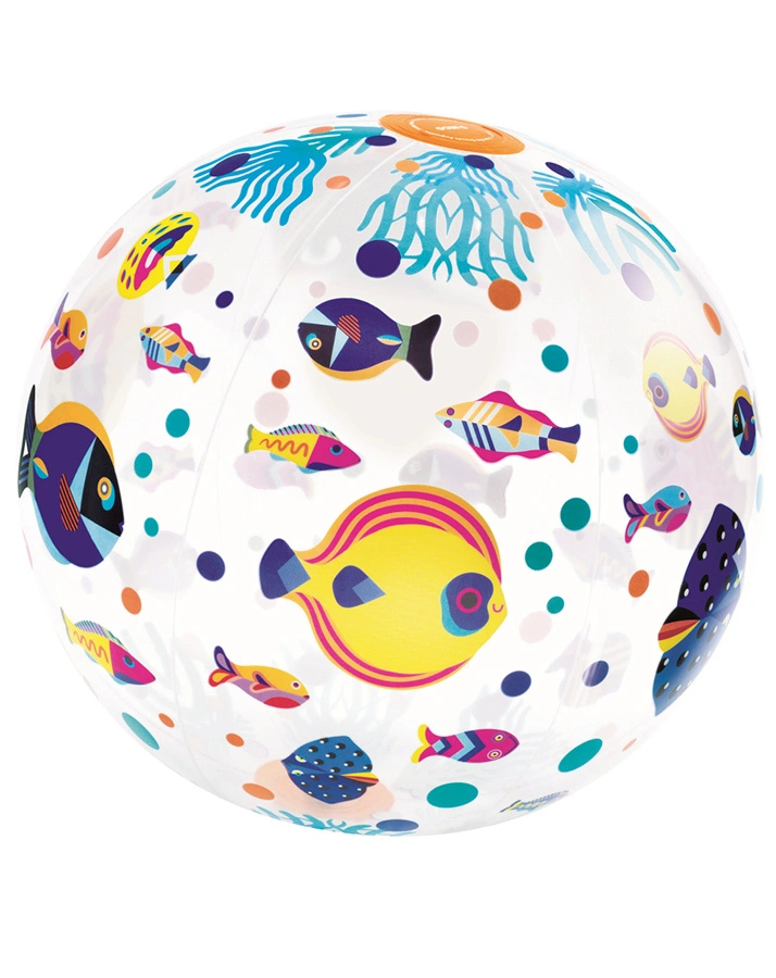 Aufblasbarer Spielball FISCHE (Ø35cm) in transparent/bunt