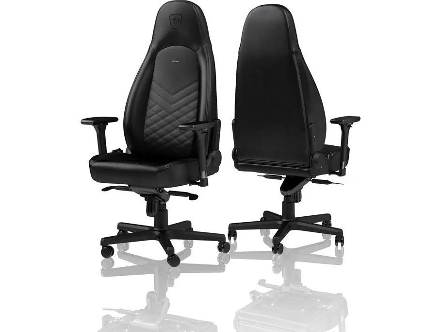 noblechairs Icon, Polstret sæde og ryglæn, Sort, Kunstigt læder, Polyurethan (PU)