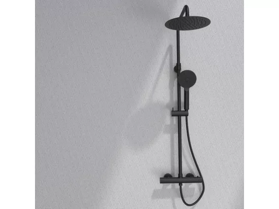 Kissy colonne de douche noire avec thermostatique - Essebagno