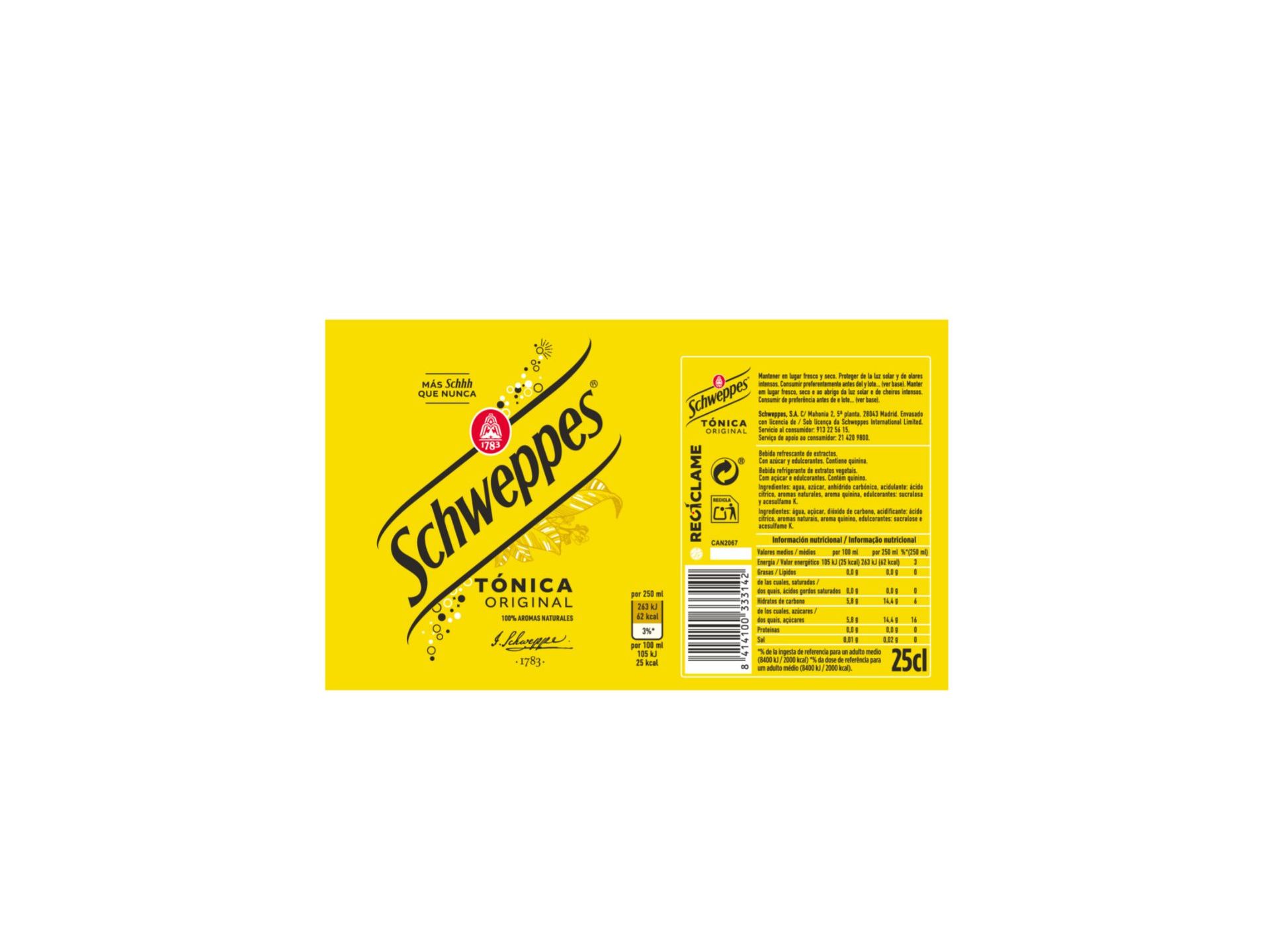 ÁGUA TÓNICA SCHWEPPES LATA 0.25L
