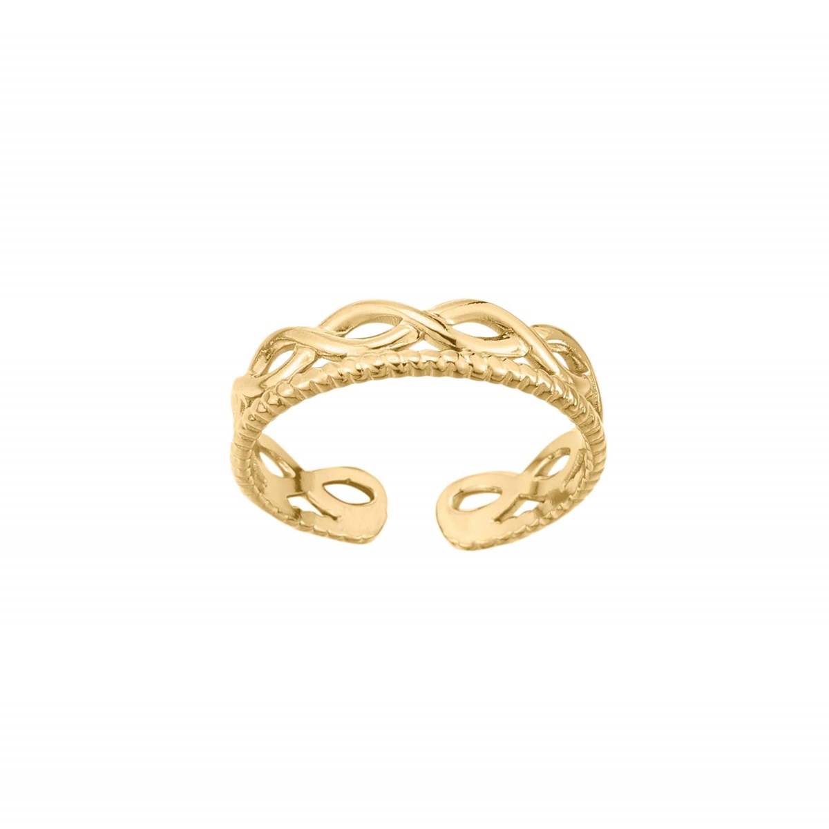 Bague multi infini acier doré or