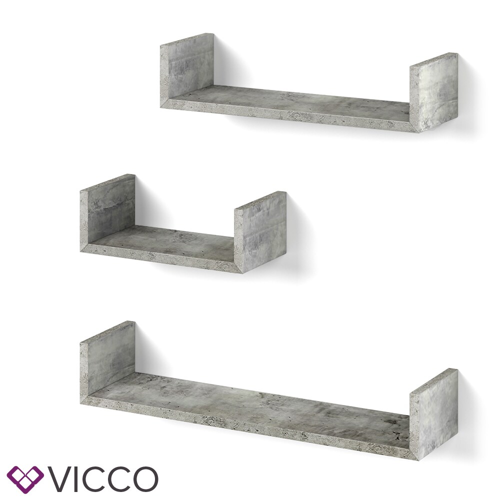 VICCO 3er Set Wandregal Hängeregal Bücherregal Wandboard Trend Regal Beton