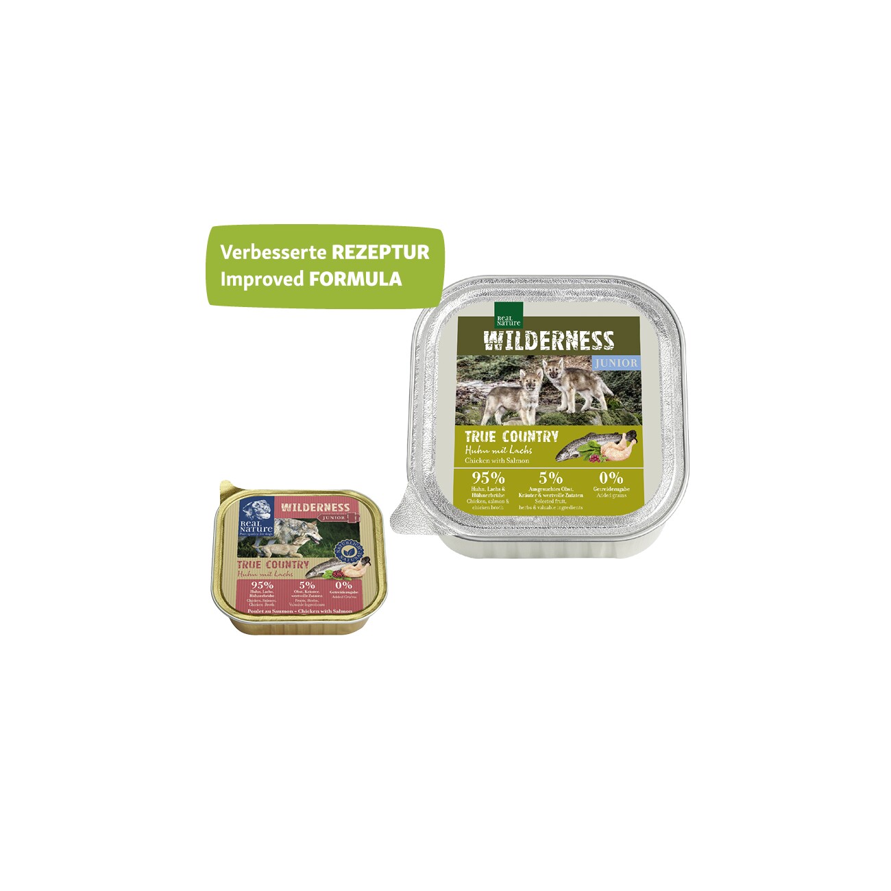 REAL NATURE WILDERNESS Nassfutter Hund, Junior, True Country Huhn mit Lachs 16x100 g