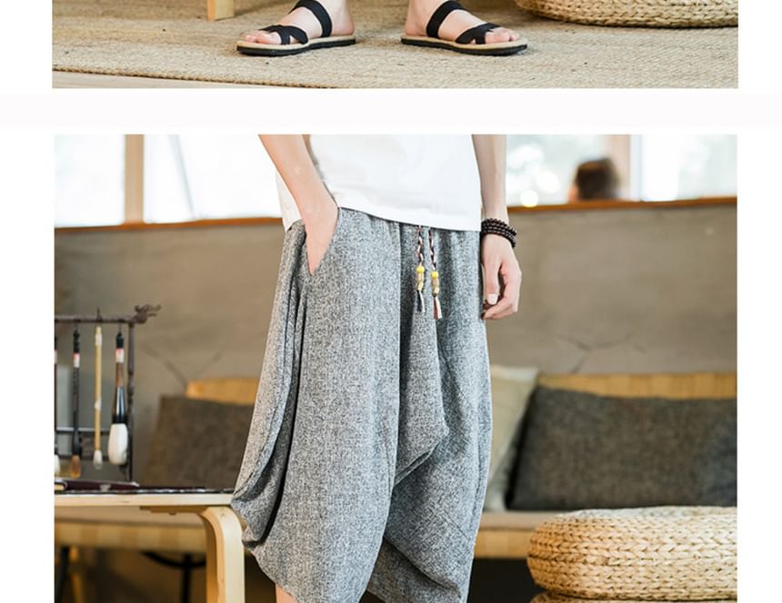 YIKES - Effen cropped harembroek met trekkoordtaille
