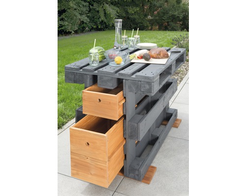Projectpallet, halve maat, 120 x 40 x 15 cm, bruin