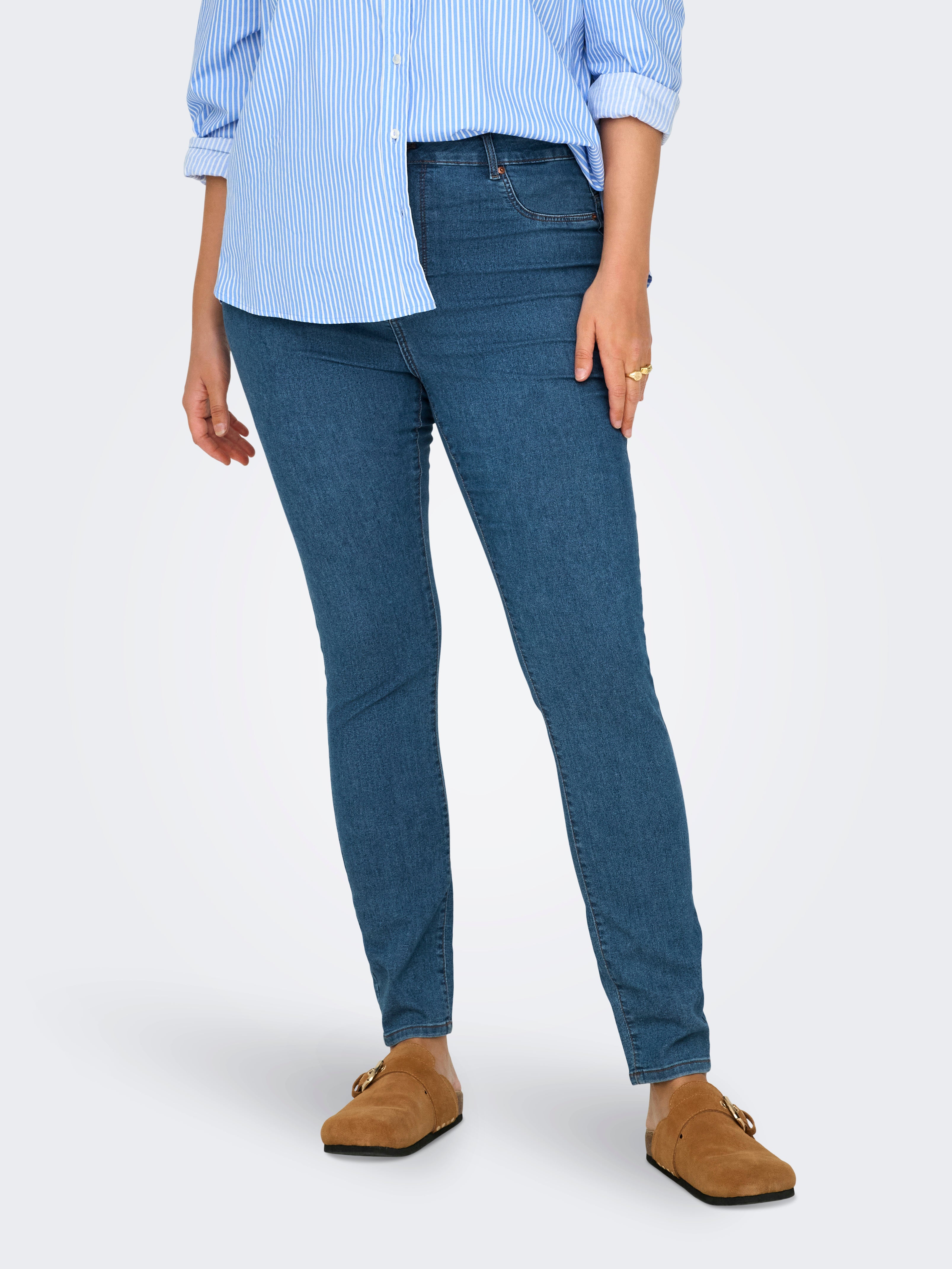 CARMILA-IRIS Hohe Taille Skinny Fit Jeans Medium Blue Denim