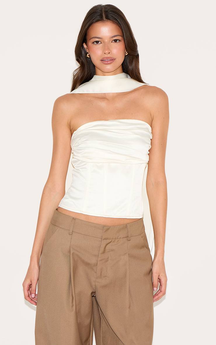 Crème Corset À Détail Foulard Froncé