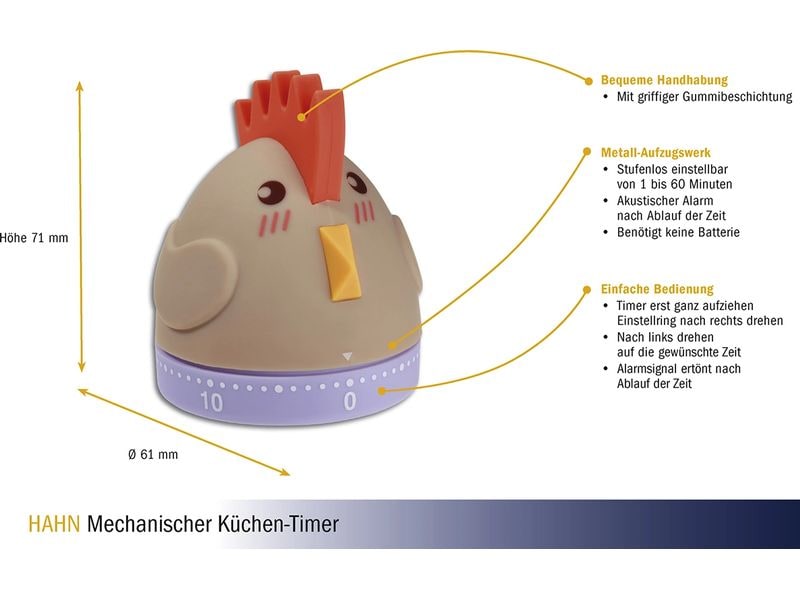 TFA Dostmann Küchentimer Hahn Braun Timer für die Küche in Hahn Design