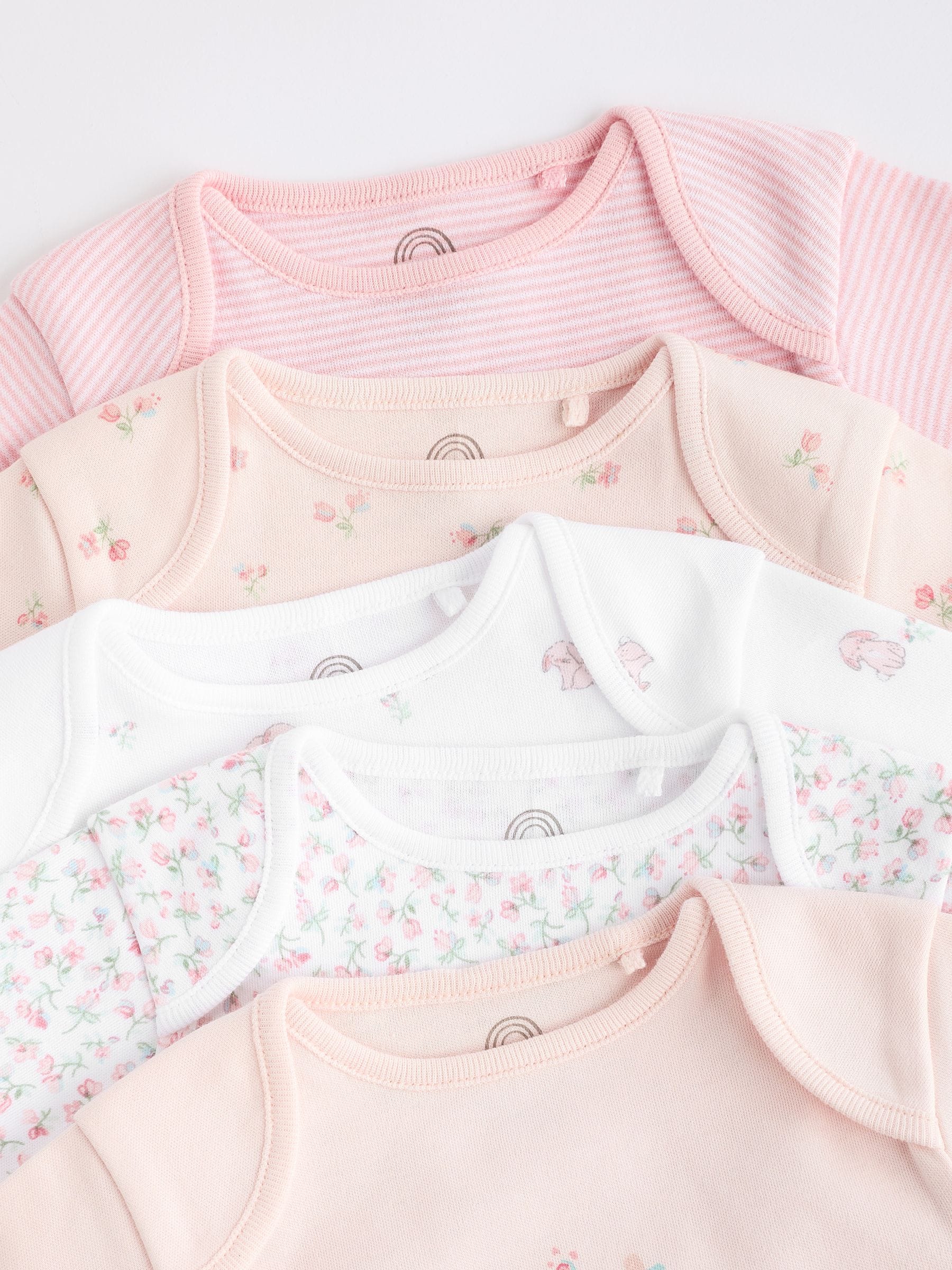 Roze met konijnen - Babyrompertjes met lange mouwen