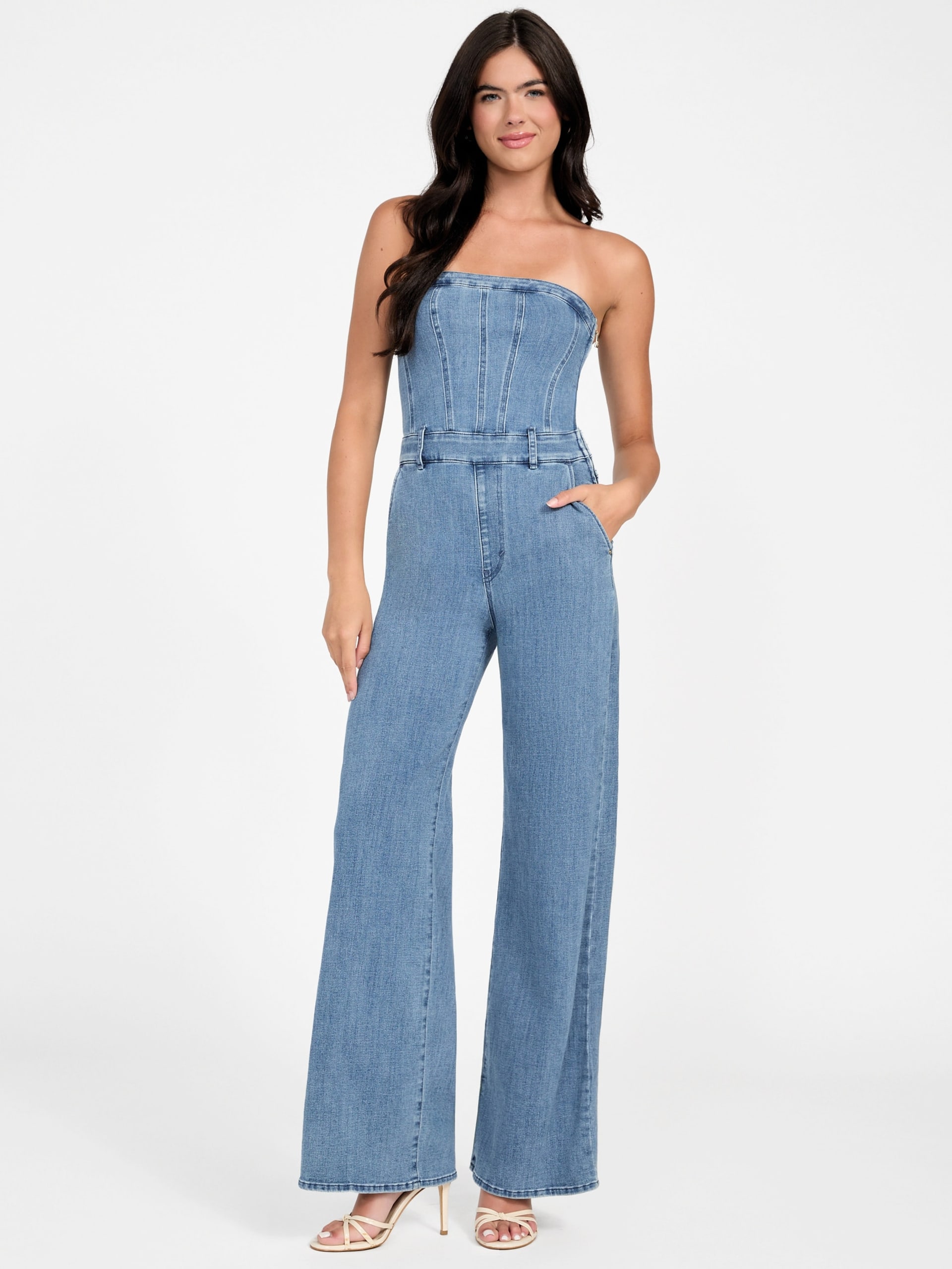 Macacão jeans sem alças Eco Donna