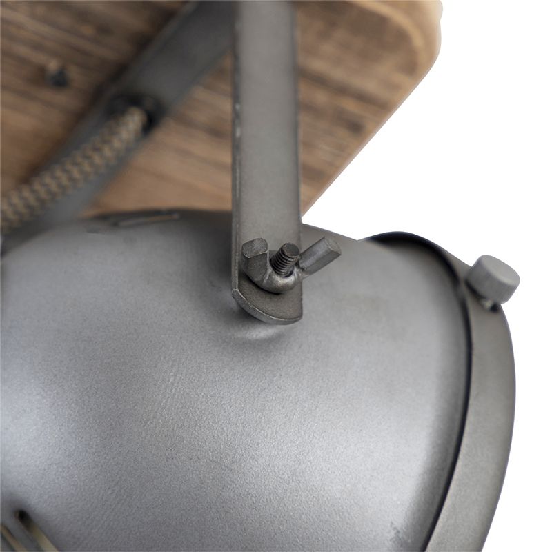 Smart spot staal met hout incl. WiFI GU10 verstelbaar - Emado