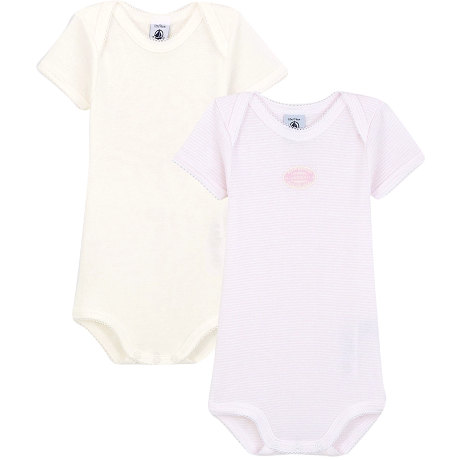 Petit Bateau 2-Pack Bodies weißrosa