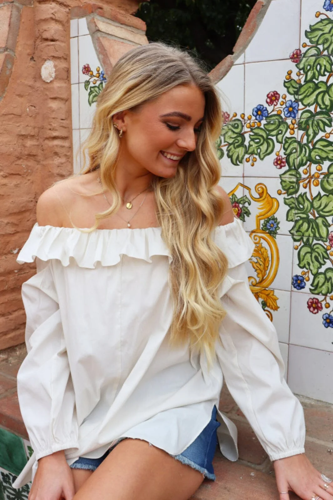 Liberte Ona-Offshoulder-Blouse offwhite