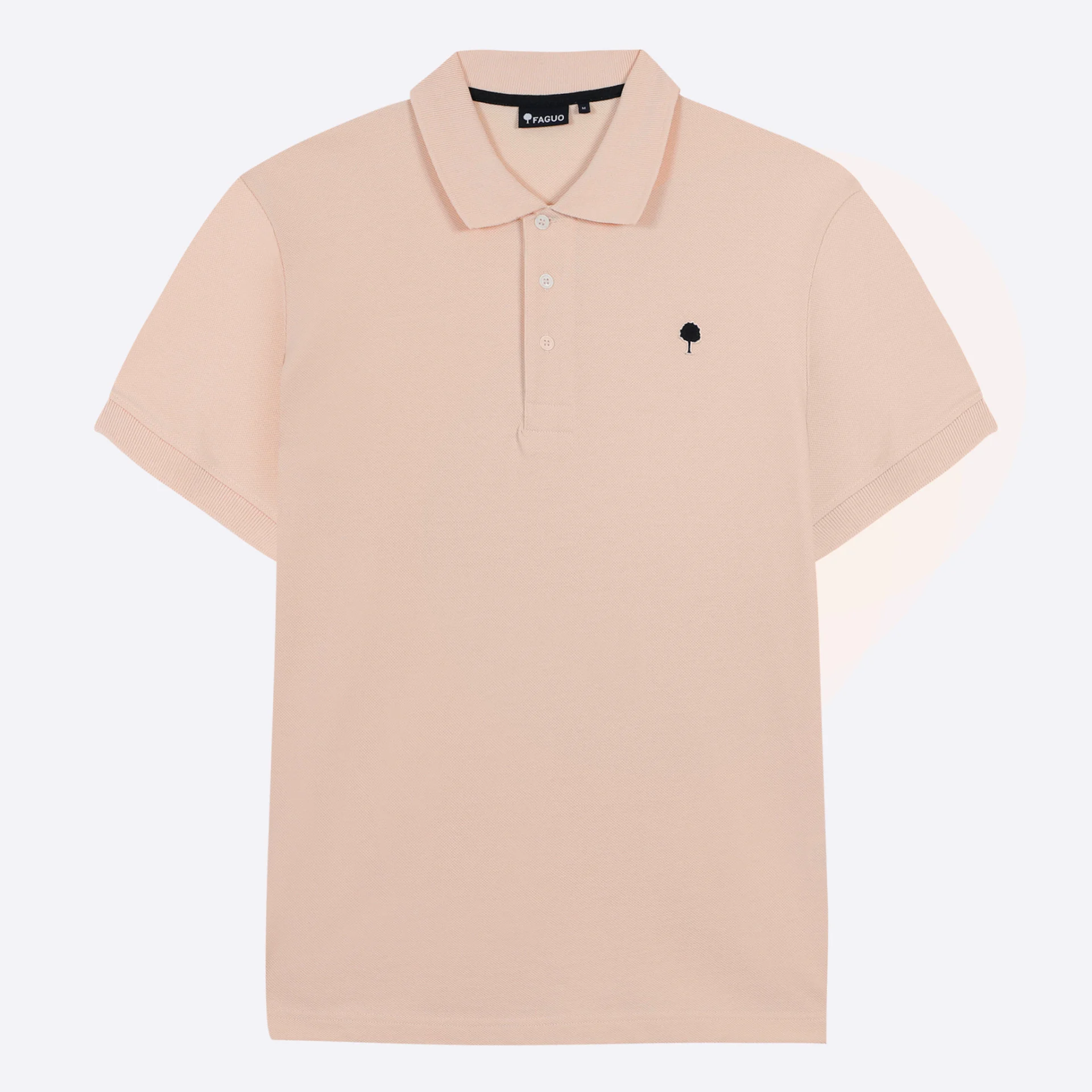 Polo rose pâle broderie arbre coton et coton recyclé - modèle lumigny