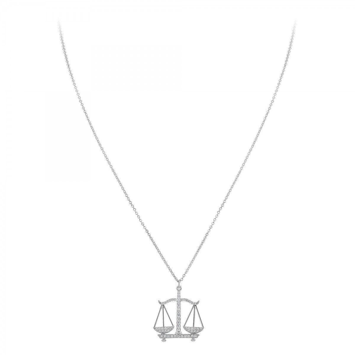 Collier signe astrologique balance orné de Cristaux scintillants SC Crystal en Métal rhodié