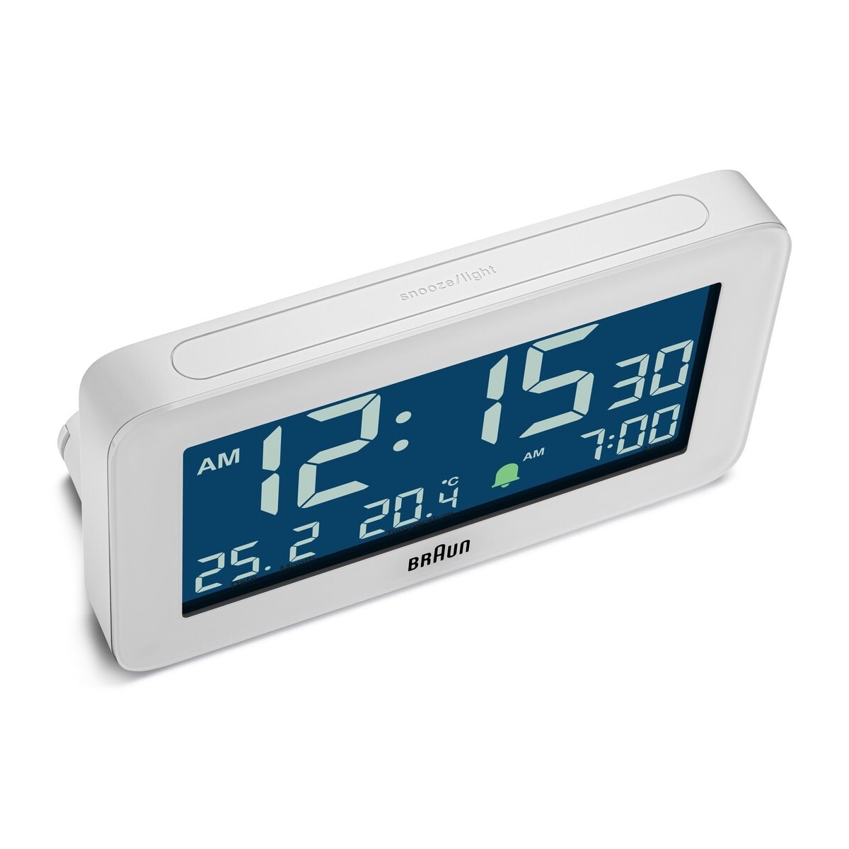 Braun digital vekkerklokke hvit temperatur/dato BC10W