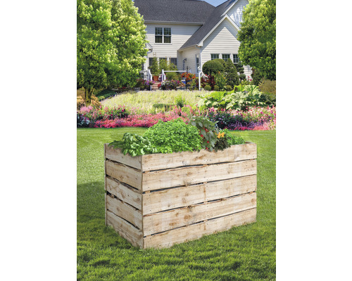 Klassieke rustieke verhoogde tuinbak zonder bodem, 120 x 60 x 80 cm, naturel