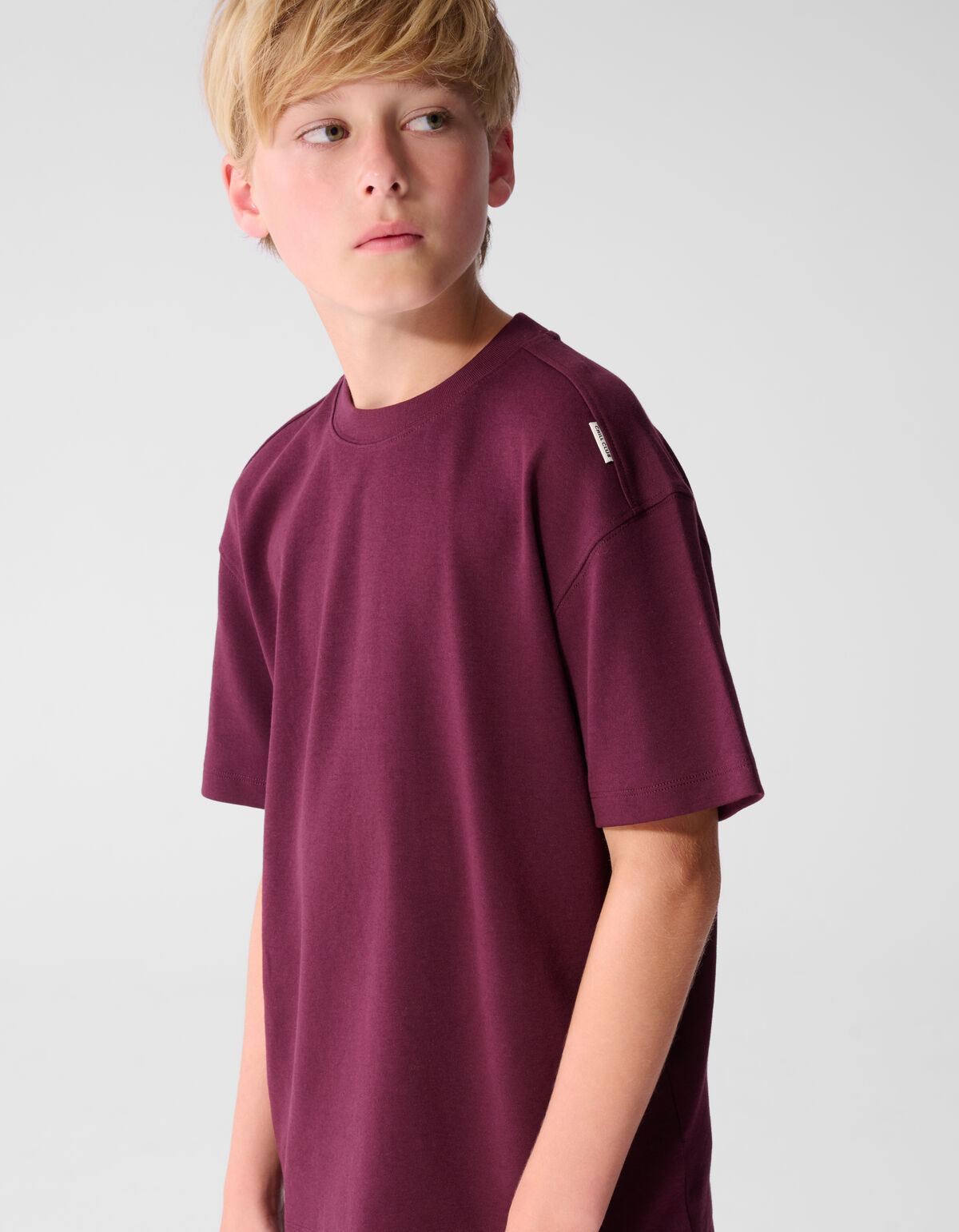 Basis Label T-shirt Donkerrood