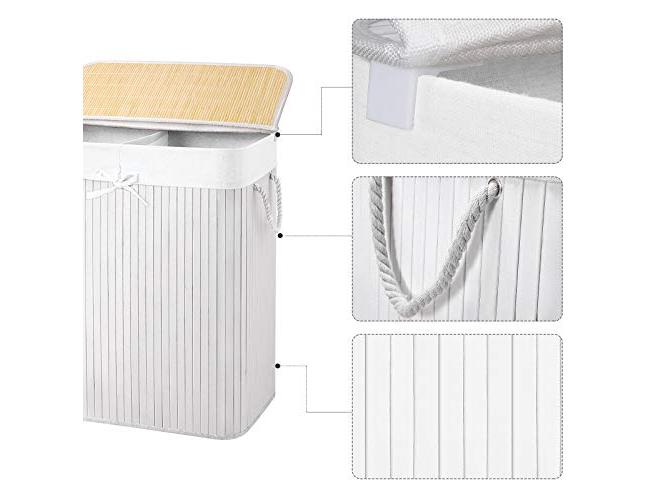 Songmics Wäschekorb  mit Deckel 100 l, Weiss Wäschesammler