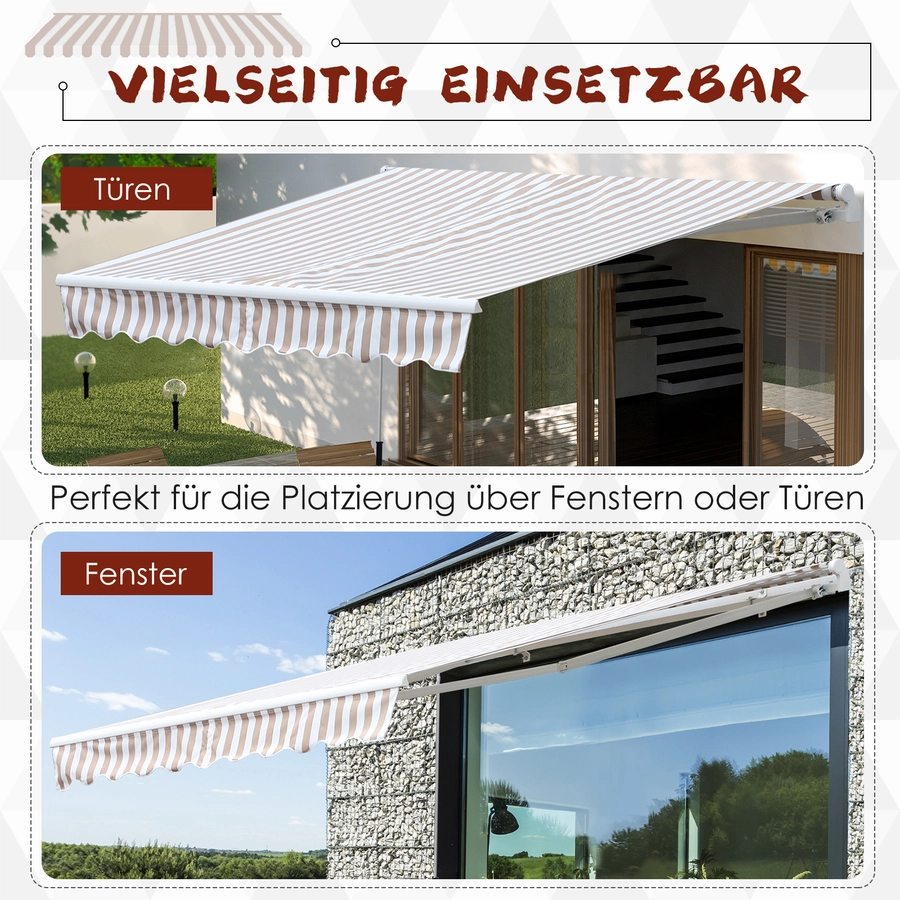 Outsunny Markise mit Handkurbel weißbeige