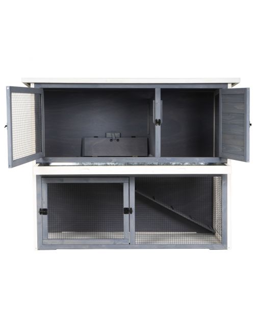 Adori Konijnenhok Ozzy - Dierenverblijf - 140x70x111 cm Lichtgrijs Wit