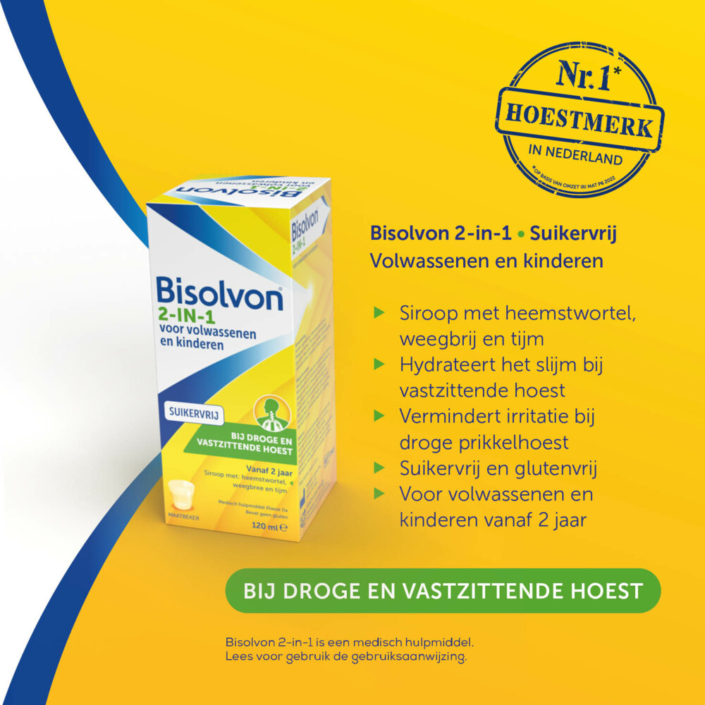 Bisolvon Hoestsiroop 2-in-1 Suikervrij120 ml