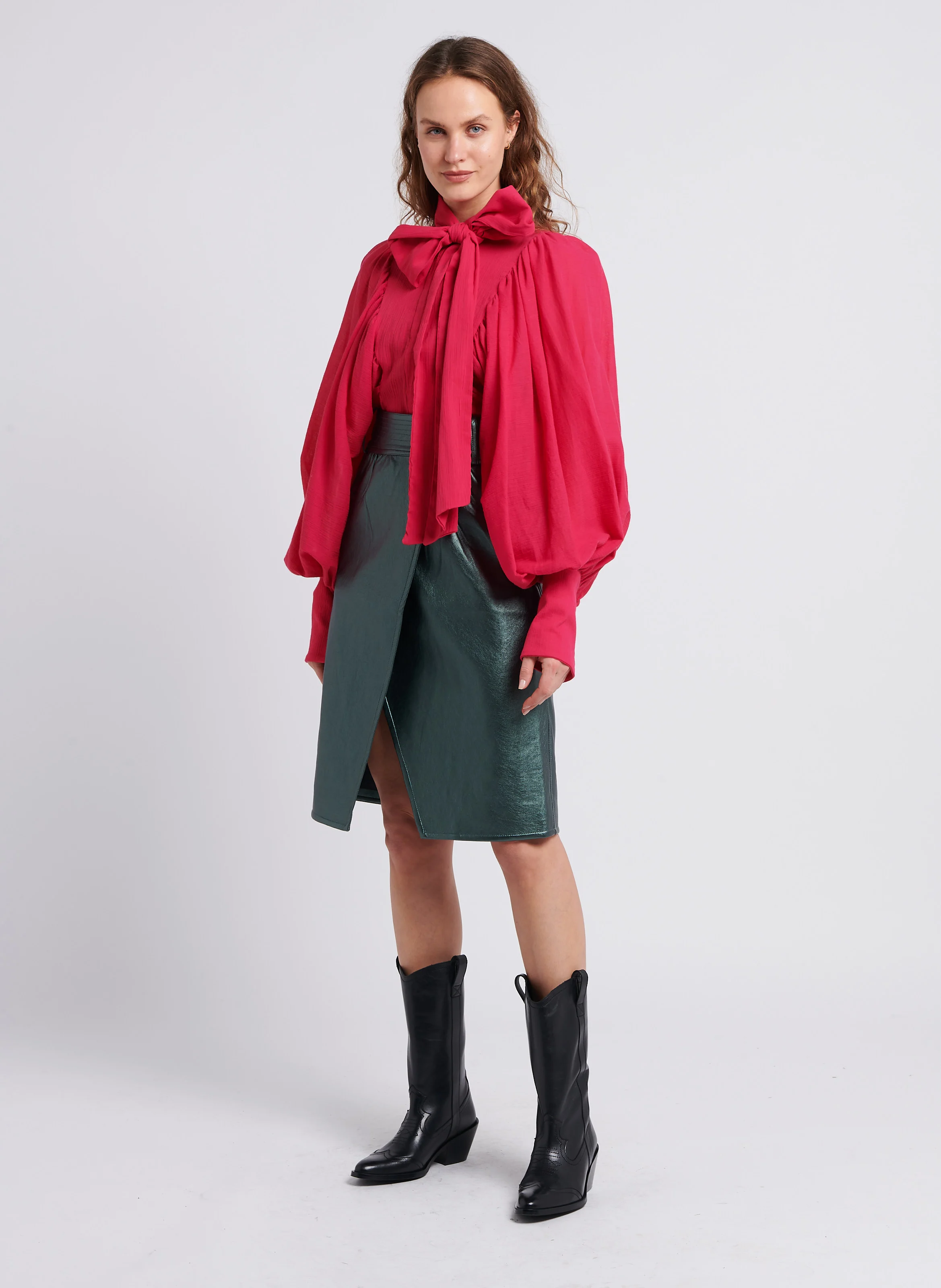 PIXIE - Jupe portefeuille taille haute| Vert