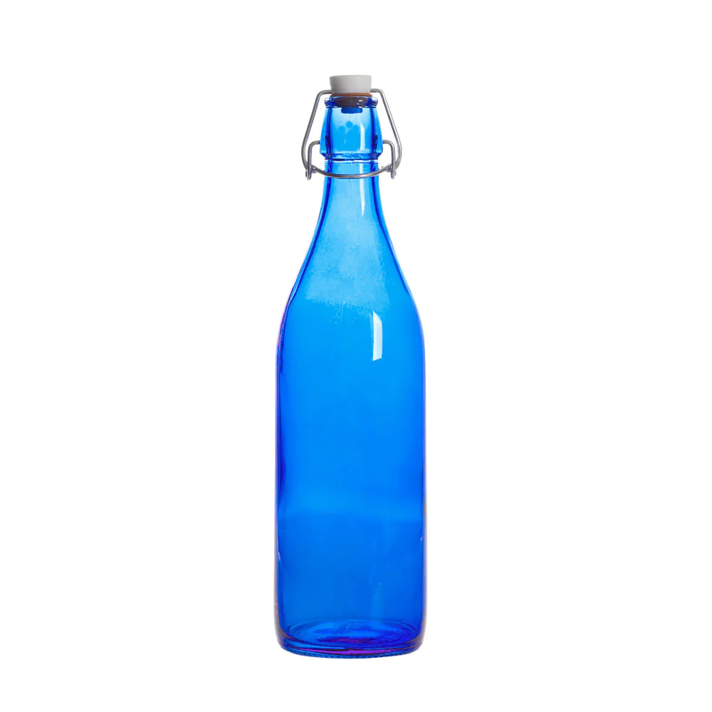 Bouteille à limonade avec son bouchon mécanique Giara 1 l bleu Bormiol