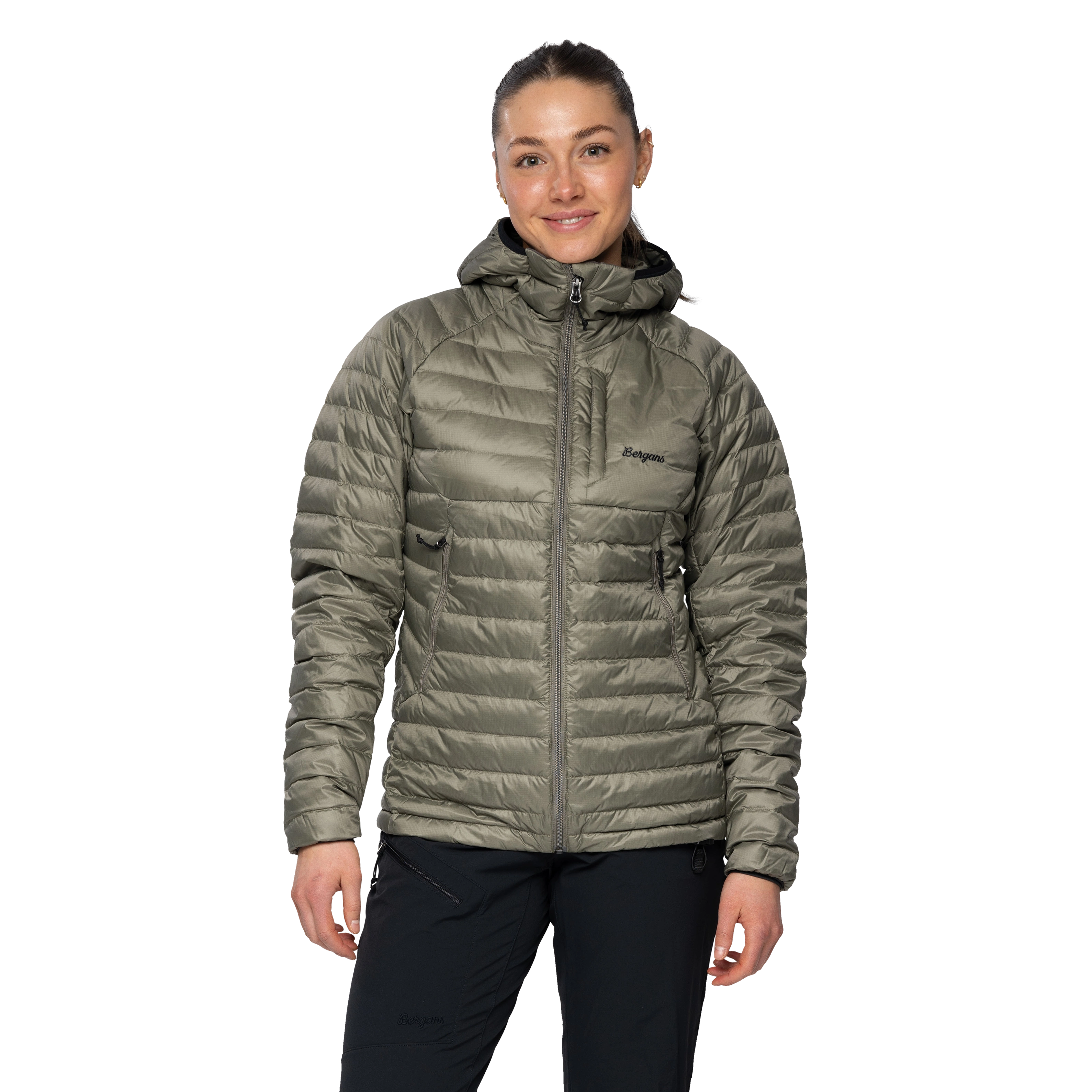 Vaagaa Light Down Jacket Hood Women Green Mud