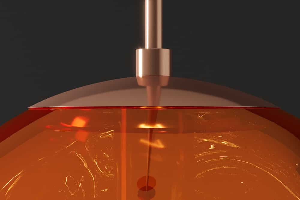 Runde Hängelampe LIQUID DIAMOND 20cm kupfer Glas Stahl Kugelleuchte