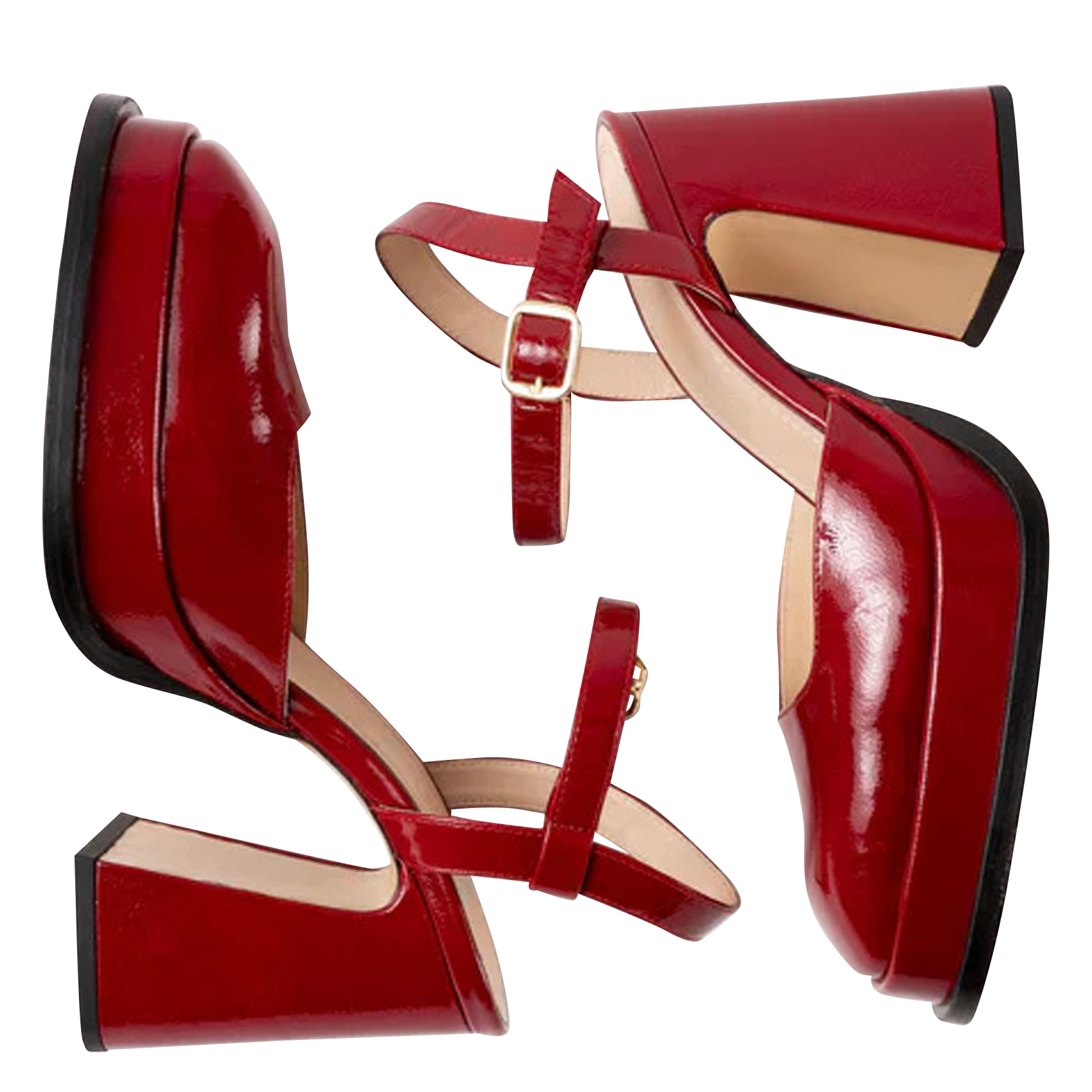 MALASANA - Escarpins à bout carré en cuir vernis | Rouge