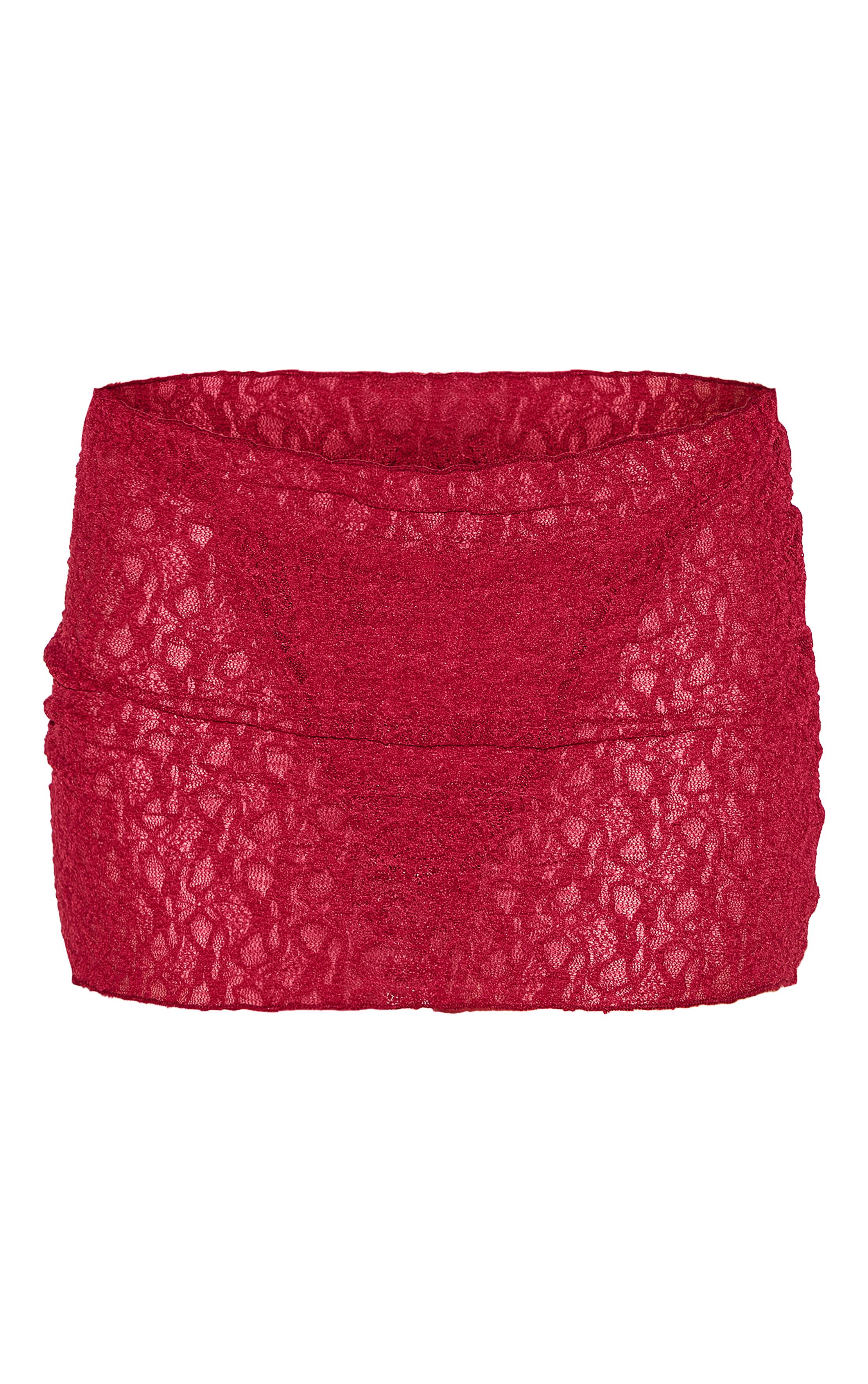 Mini Jupe De Plage En Dentelle Rouge