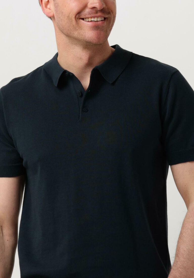 PURE PATH donkerblauwe pure path polo knit polo with chestprint
