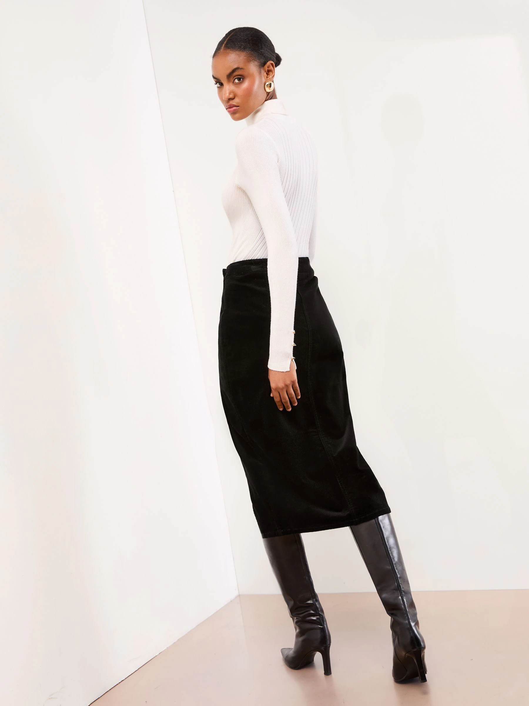 Lipsy - Asymmetrische midirok met knopen