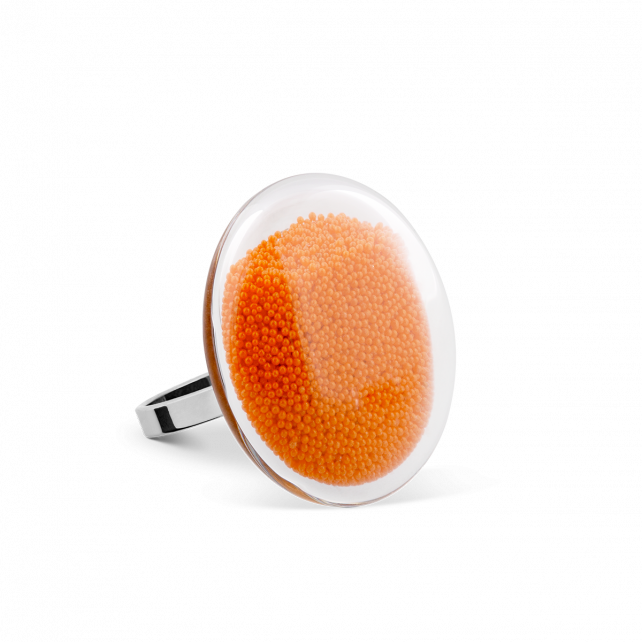Bague en verre soufflé - Galet Mini Billes
