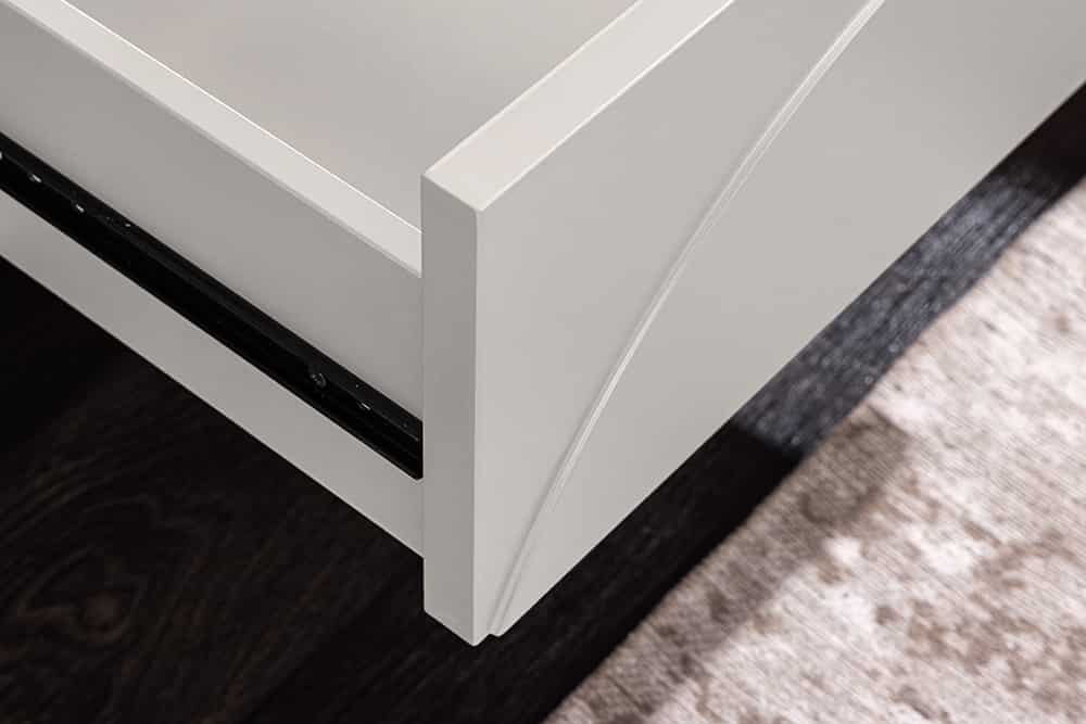 Design TV-Board SAVOY 150cm kaschmir weiß Marmor Keramik mit Stauraum und 3D-Front