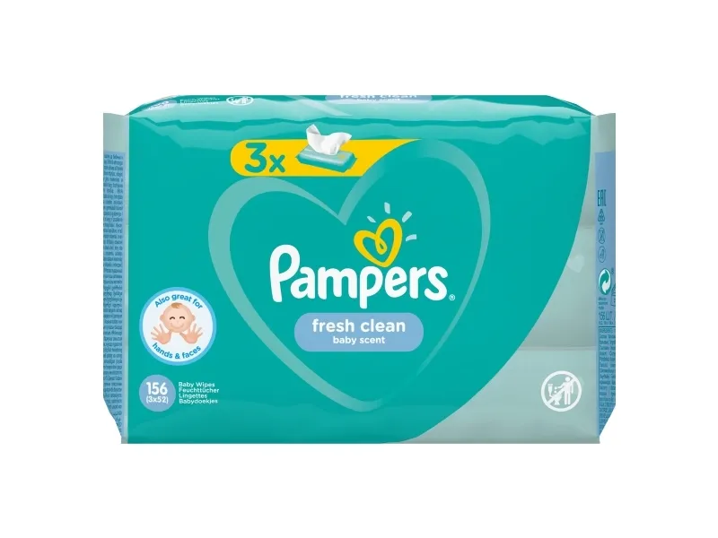 Pampers Fresh Clean 81688041, Vådservietter til baby, Dermatologisk testet, Allergivenlig, Neutral pH