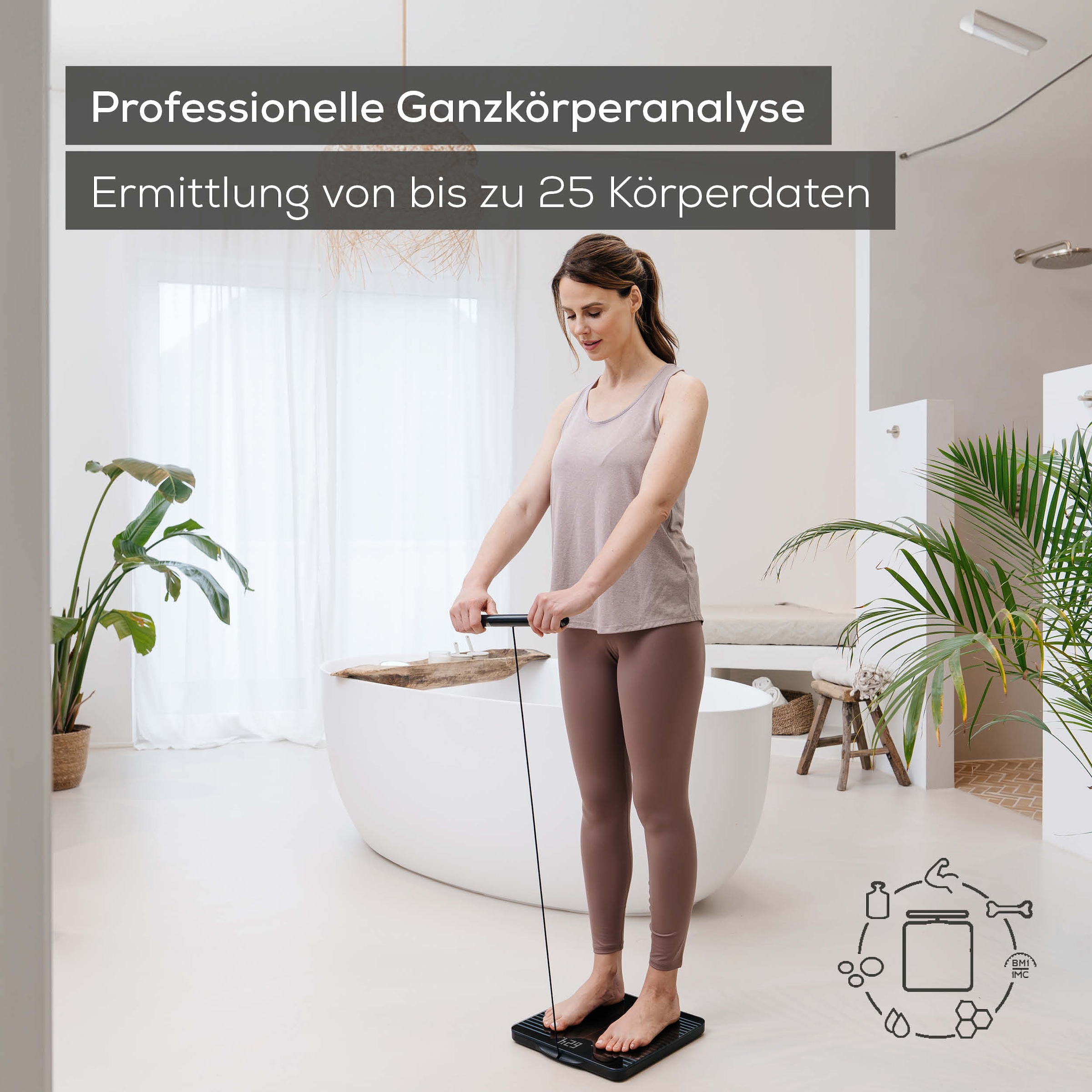 BEURER Körper-Analyse-Waage »BF 990 Diagnosewaage zur Ganzkörperanalyse, 180 kg, App-Verbindung« Mit Handsensoren und App-Anbindung via WIFI/Bluetooth, 25 Messwerte