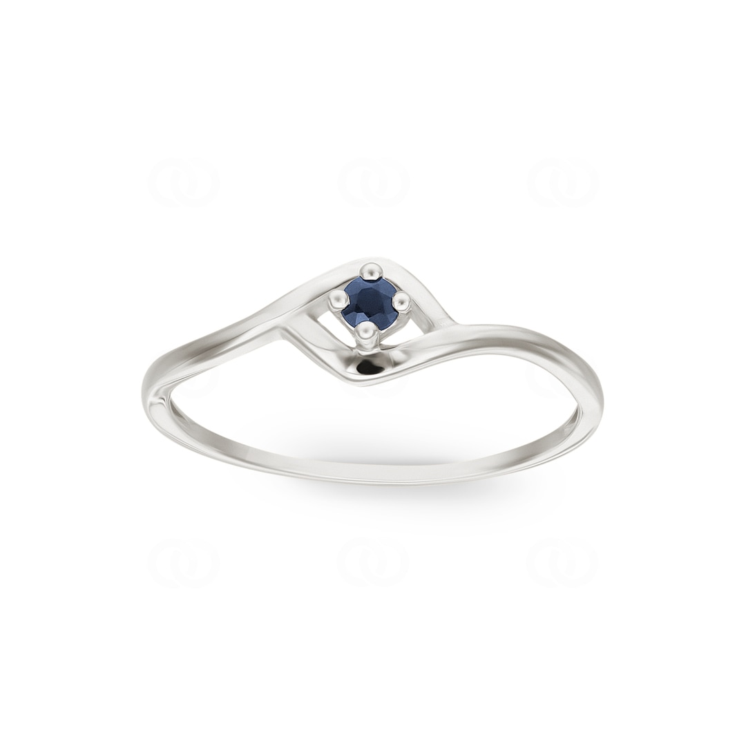Damenring 750/18 K Weissgold mit Saphir 0.09ct.